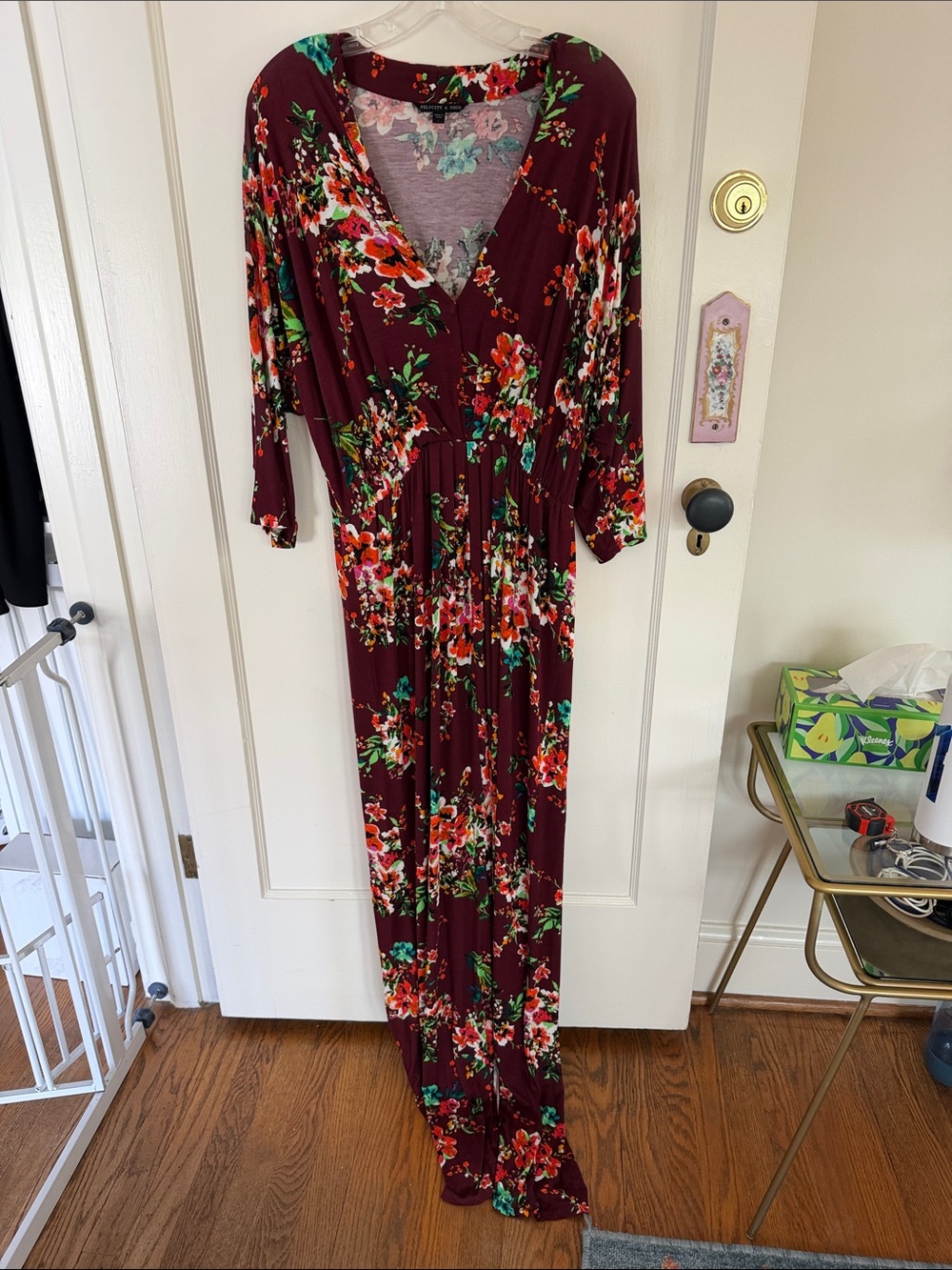 Felicity & Coco Burgundy Floral Maxi Wrap Dress